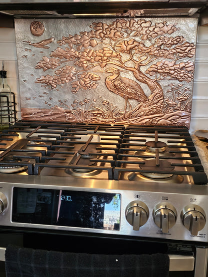 Heron in Nature Copper Backsplash