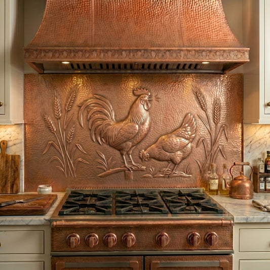 Chicken & Rooster Copper Panel