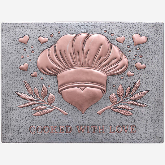 "Cooked With Love" Kitchen Backsplash Tile - 24x32 Gray&Copper