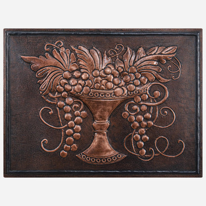 Copper Tuscan Backsplash (Grape Vines on a Plate, Brown Patina)