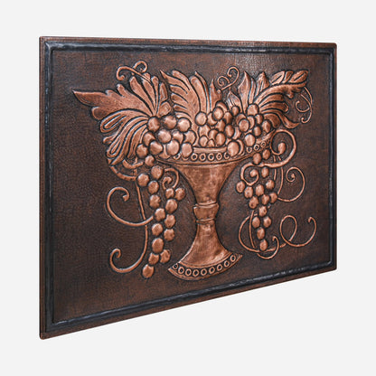 Copper Tuscan Backsplash (Grape Vines on a Plate, Brown Patina)