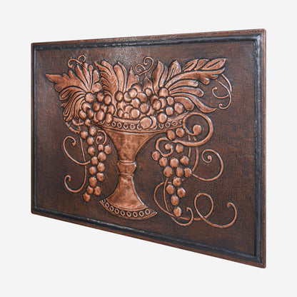 Copper Tuscan Backsplash (Grape Vines on a Plate, Brown Patina)