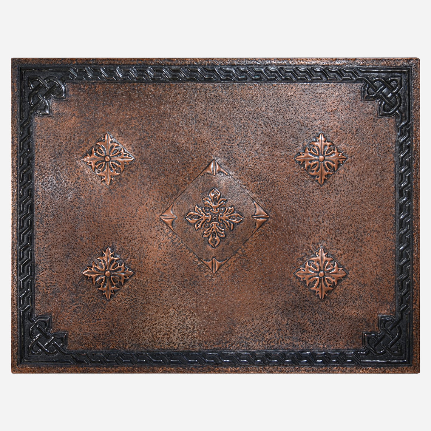 Copper Victorian Backsplash Panel (Diamonds with Celtic Border, Brown Patina)