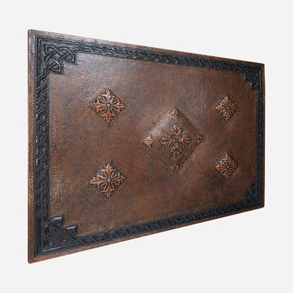 Copper Victorian Backsplash Panel (Diamonds with Celtic Border, Brown Patina)