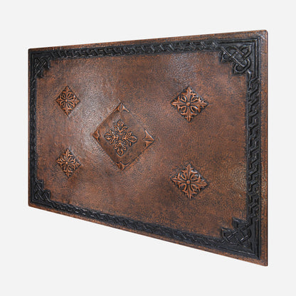 Copper Victorian Backsplash Panel (Diamonds with Celtic Border, Brown Patina)