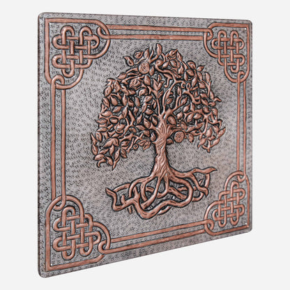 Copper Backsplash Panel (Tree of Life with Celtic Border, Silver&Copper Color)