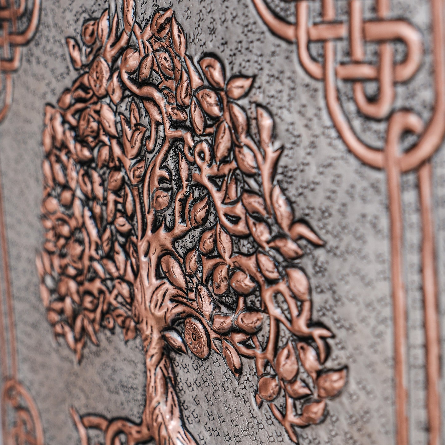 Copper Backsplash Panel (Tree of Life with Celtic Border, Silver&Copper Color)
