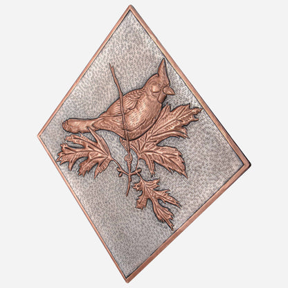 Copper Backsplash Panel (Northern Cardinal Bird on a Branch, Silver&Copper Color)