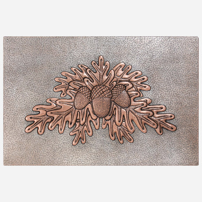 Copper Backsplash Panel (Oak Tree Leaves with Acorns, Silver&Copper Color)