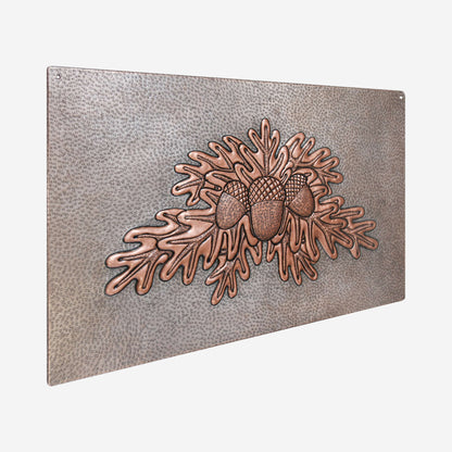 Copper Backsplash Panel (Oak Tree Leaves with Acorns, Silver&Copper Color)