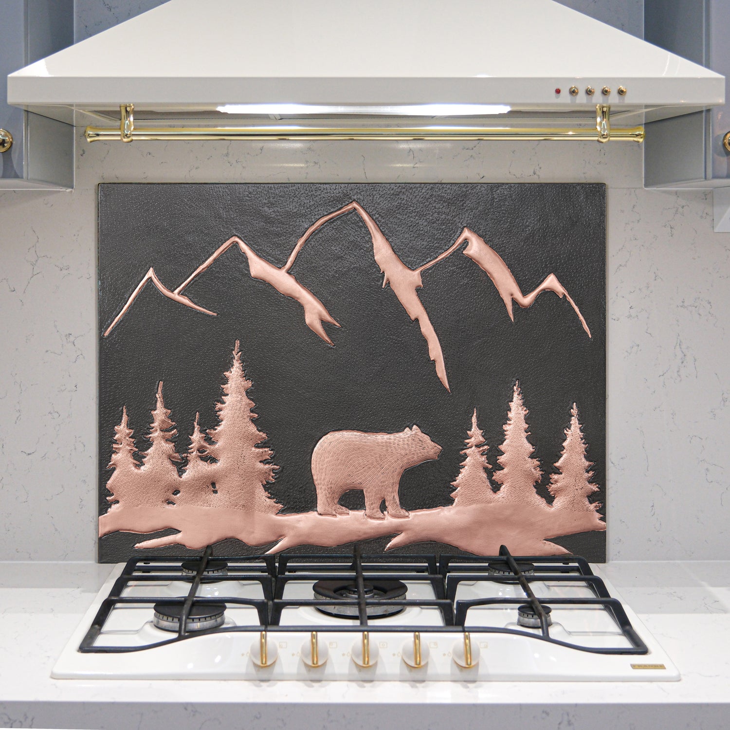 Bohemian Kitchen Backsplash Tile - Copper Bear in the Wild - Black - Natuross