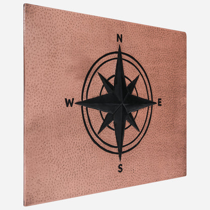Coastal Kitchen Backsplash Tile - Copper Compass Rose - Copper & Black - Natuross