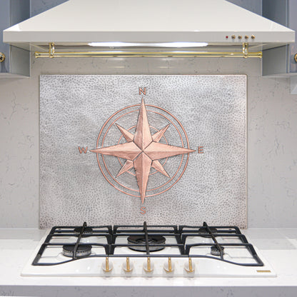 Coastal Kitchen Backsplash Tile - Copper Compass Rose - Gray & Copper - Natuross