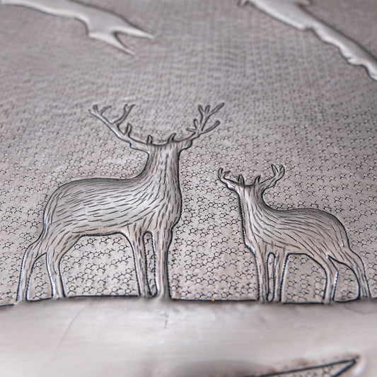 Lodge & Cabin Kitchen Backsplash Tile - Copper Deer in Forest - Gray - Natuross