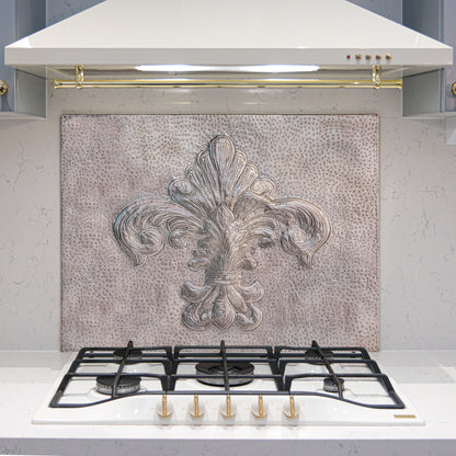 French Country Kitchen Backsplash Tile - Copper Fleur De Lys - Gray - Natuross