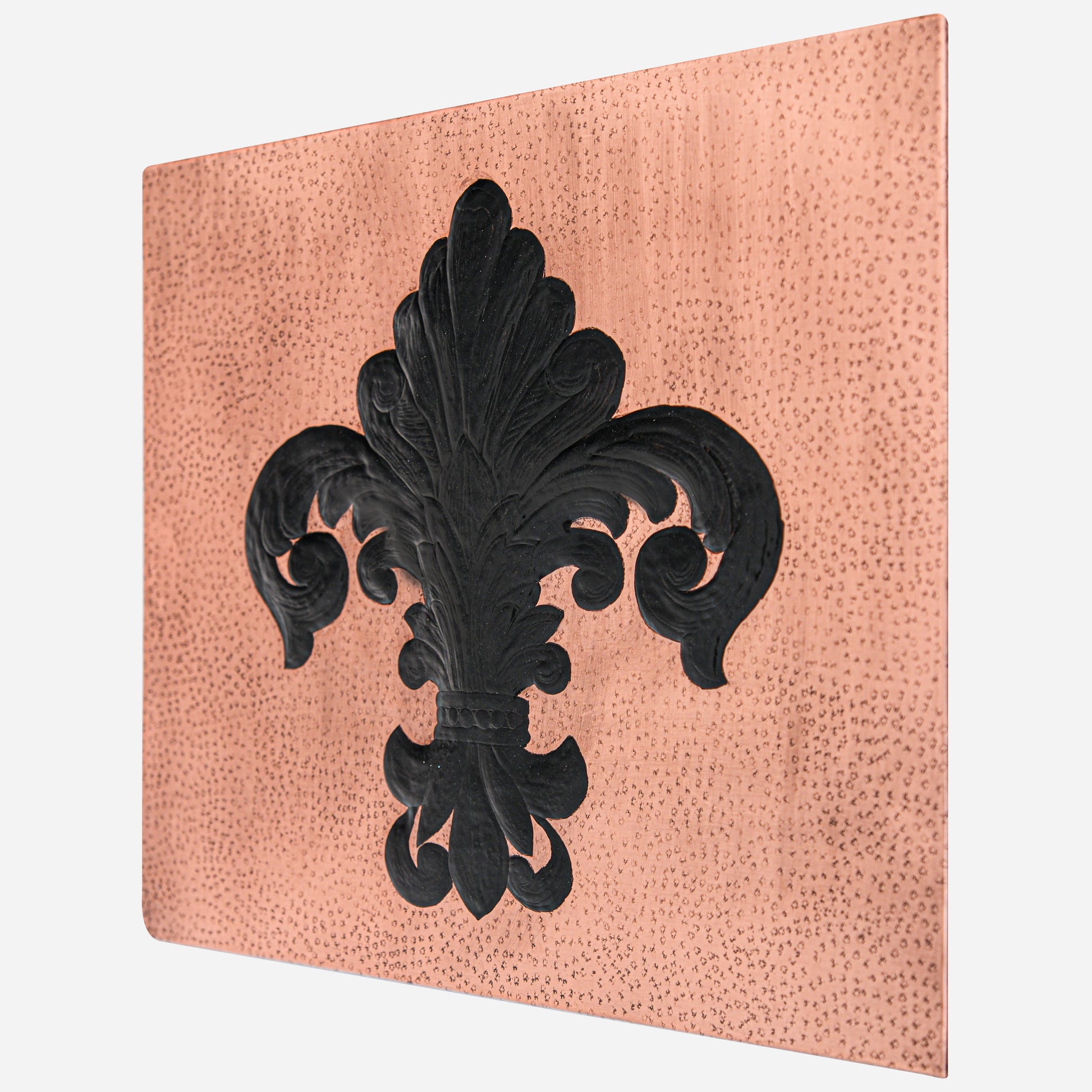 French Country Kitchen Backsplash Tile - Copper Fleur De Lys - Copper & Black - Natuross