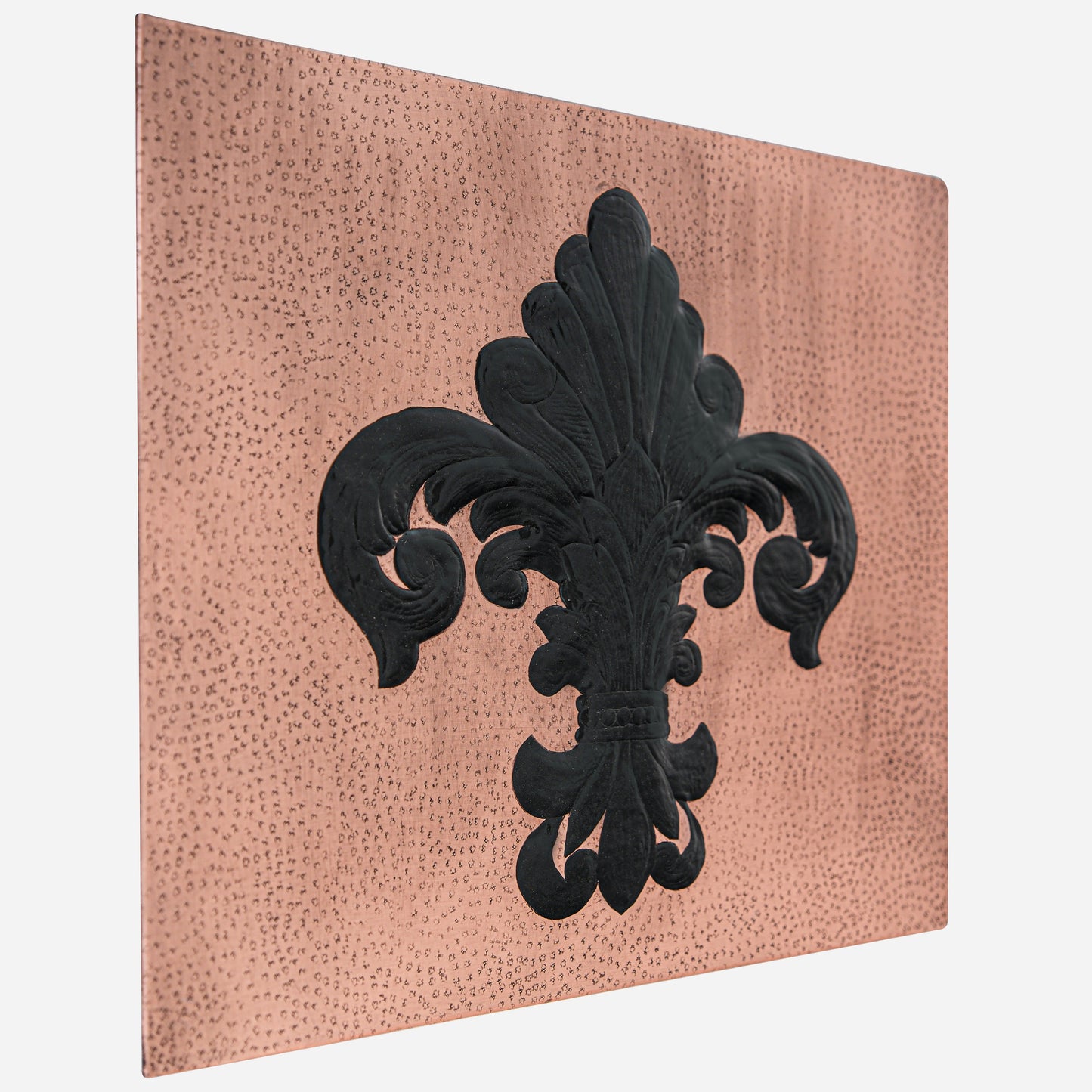 French Country Kitchen Backsplash Tile - Copper Fleur De Lys - Copper & Black - Natuross