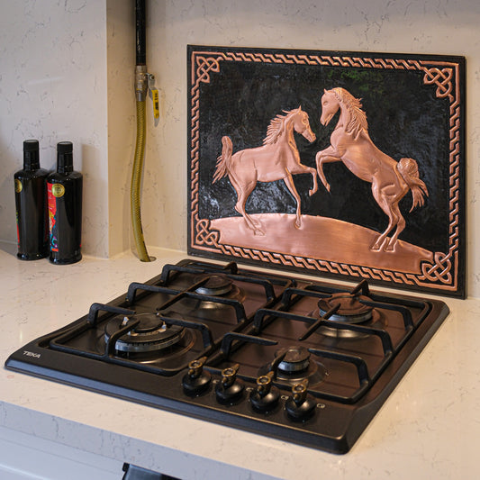 Ranch-Style Kitchen Backsplash Tile - Copper Horses - Black - Natuross