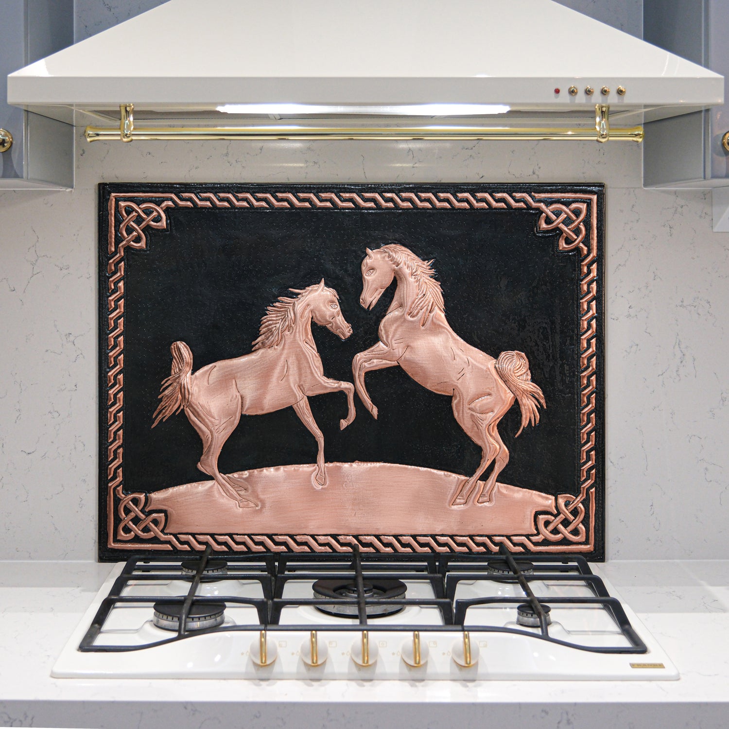 Ranch-Style Kitchen Backsplash Tile - Copper Horses - Black - Natuross