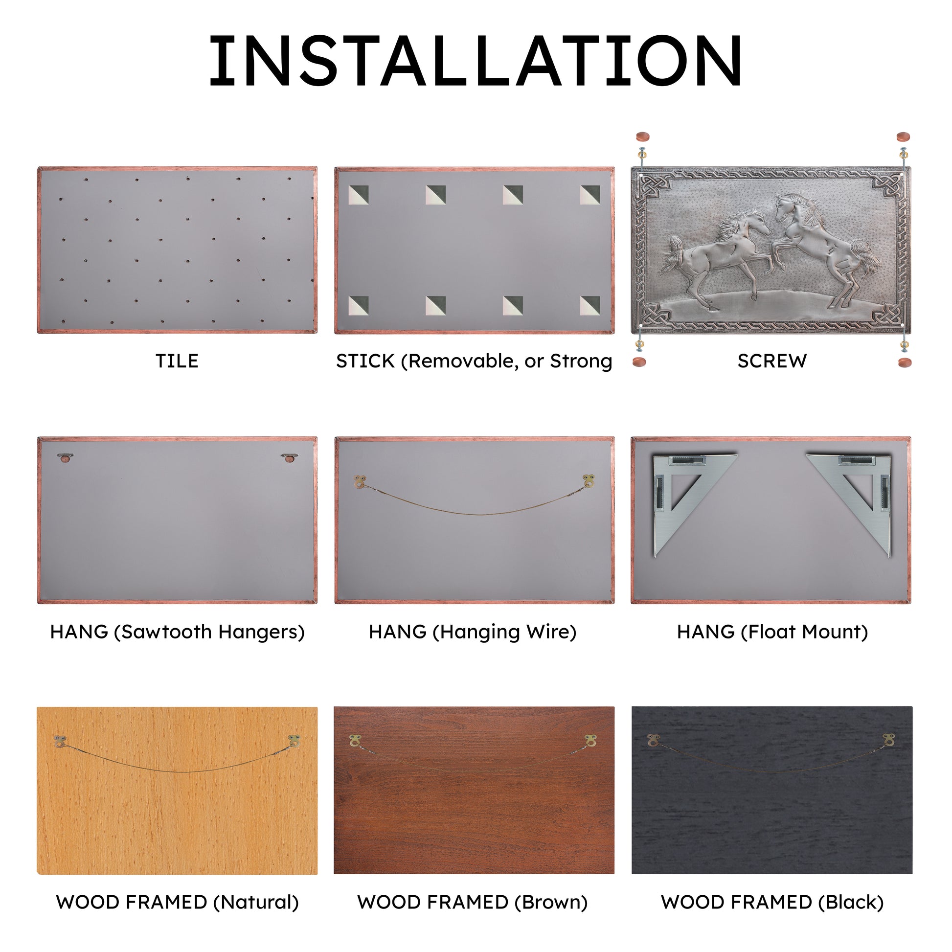 Ranch-Style Kitchen Backsplash Tile - Copper Horses - Gray - Natuross