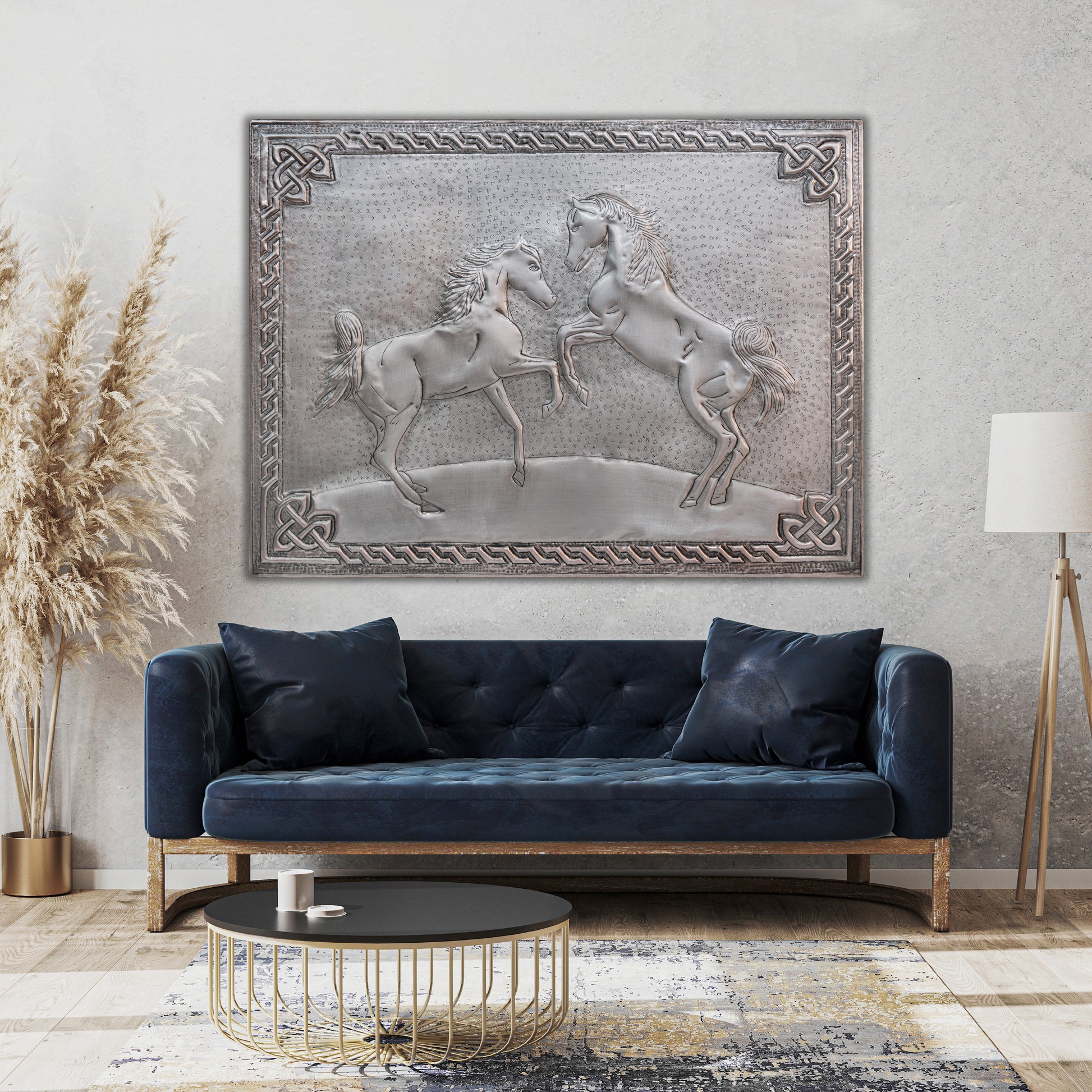 Ranch-Style Kitchen Backsplash Tile - Copper Horses - Gray - Natuross