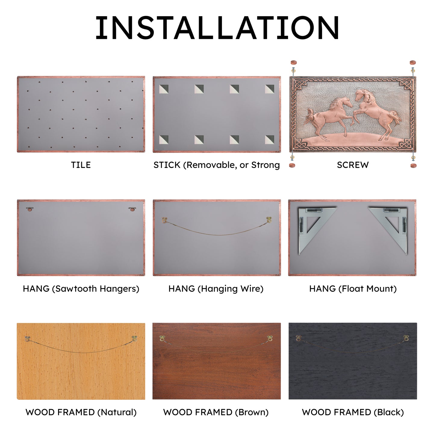 Ranch-Style Kitchen Backsplash Tile - Copper Horses - Gray & Copper - Natuross