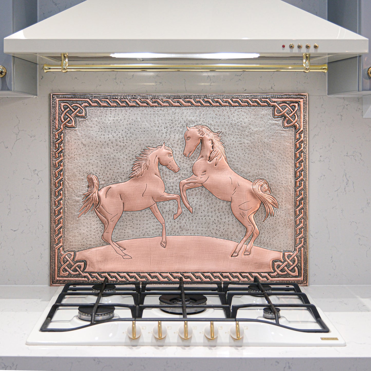 Ranch-Style Kitchen Backsplash Tile - Copper Horses - Gray & Copper - Natuross