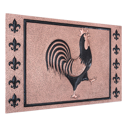 European Kitchen Backsplash Tile - Copper Rooster & Fleur De Lys - Copper & Black - Natuross