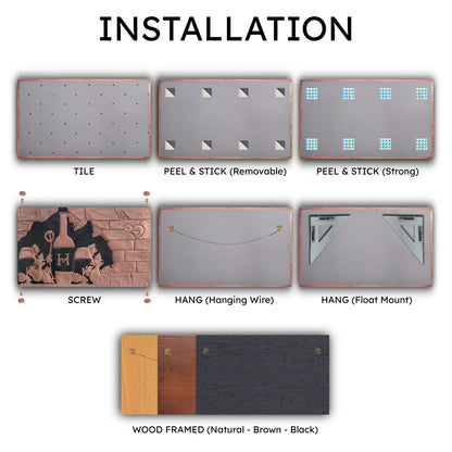 Italian Kitchen Backsplash Tile - Copper Tuscan Vineyard - Copper & Black