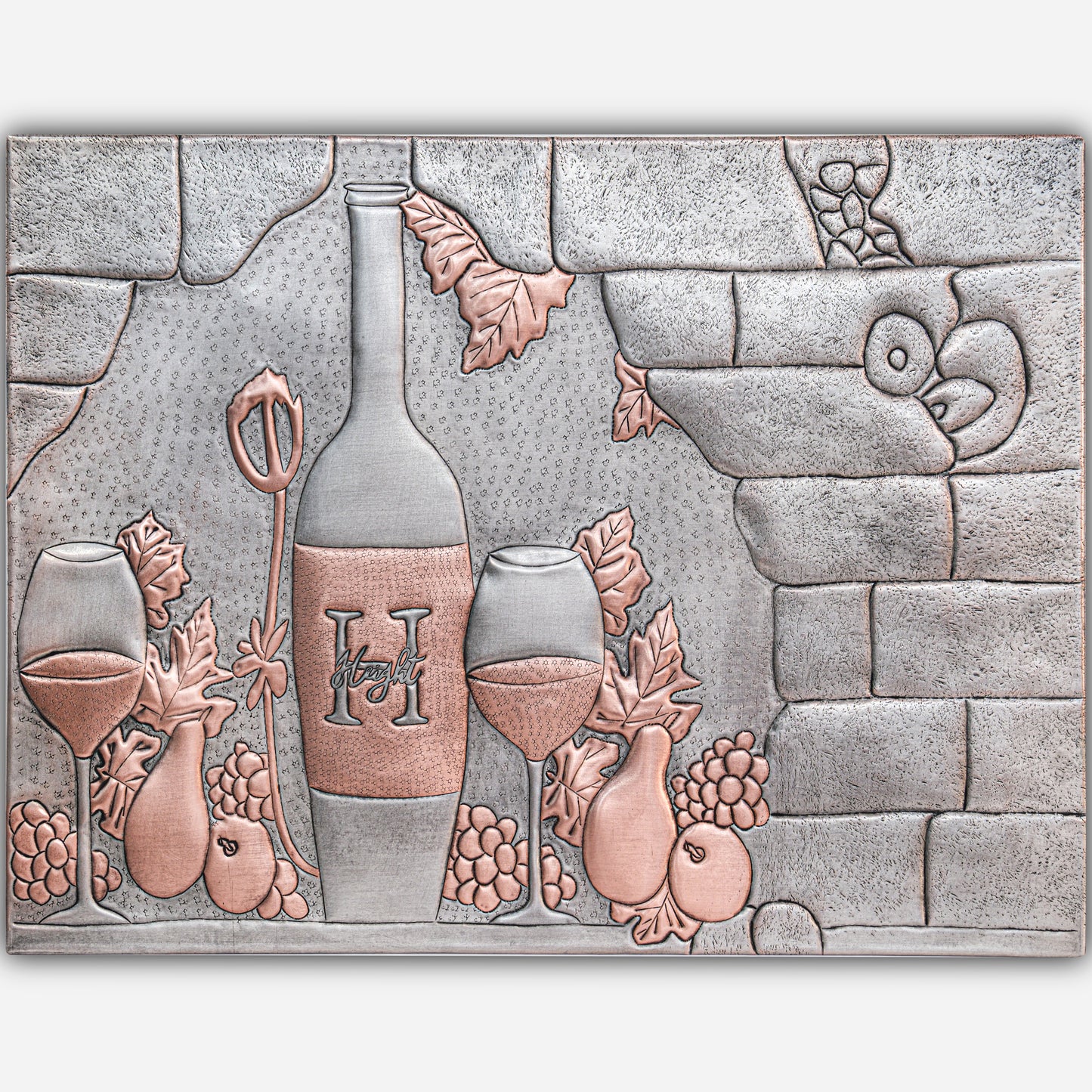 Italian Kitchen Backsplash Tile - Copper Tuscan Vineyard - Gray & Copper