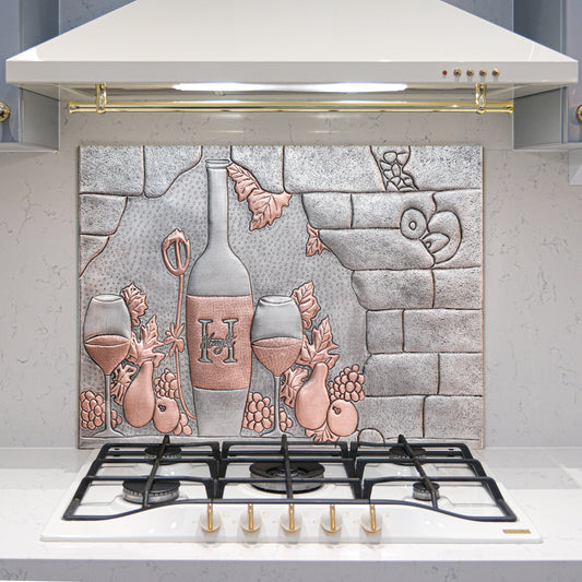 Italian Kitchen Backsplash Tile - Copper Tuscan Vineyard - Gray & Copper
