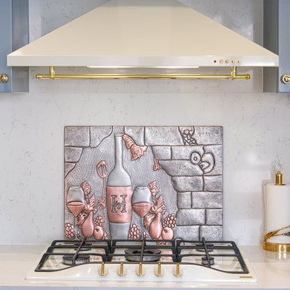 Italian Kitchen Backsplash Tile - Copper Tuscan Vineyard - Gray & Copper