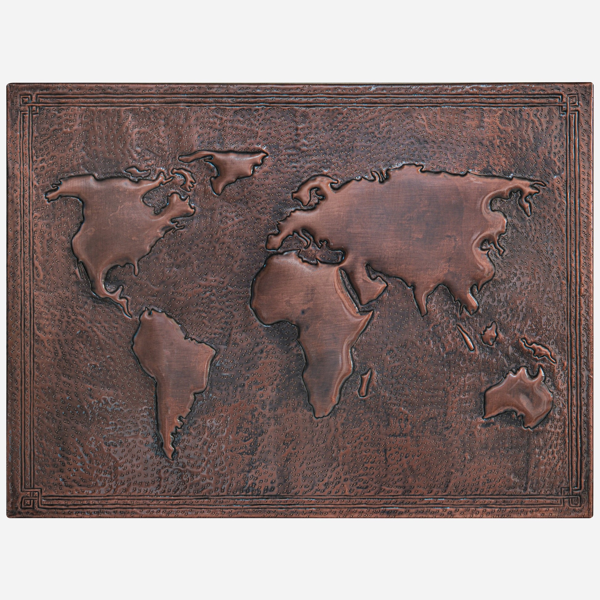 Modern Kitchen Backsplash Tile - Copper World Map - Brown Patina - Natuross
