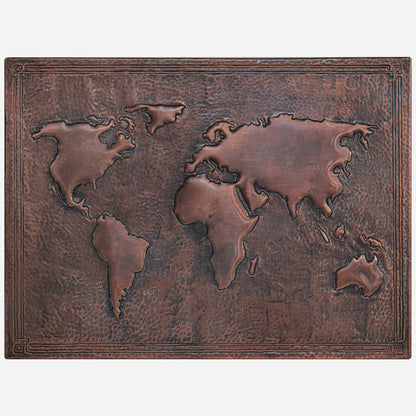 Modern Kitchen Backsplash Tile - Copper World Map - Brown Patina - Natuross