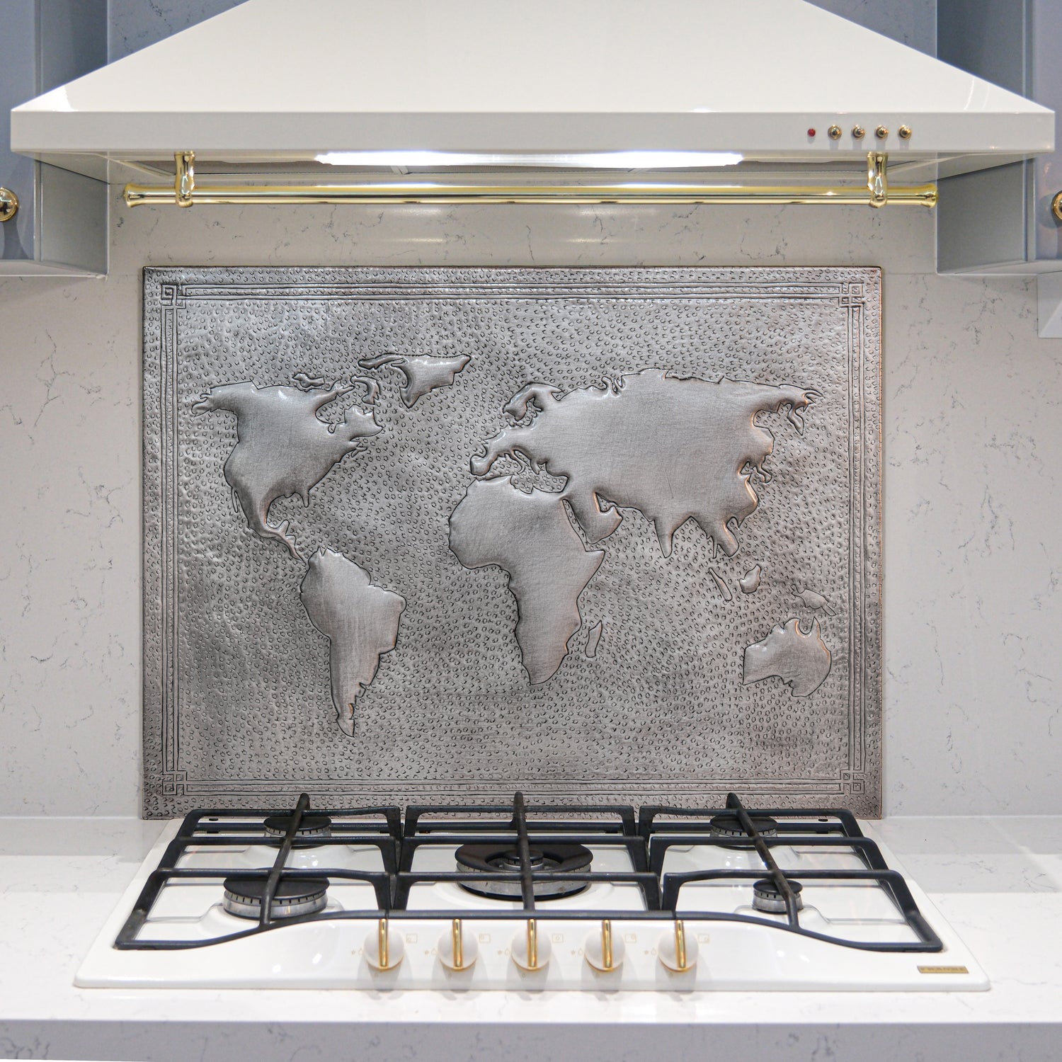 Modern Kitchen Backsplash Tile - Copper World Map - Gray - Natuross