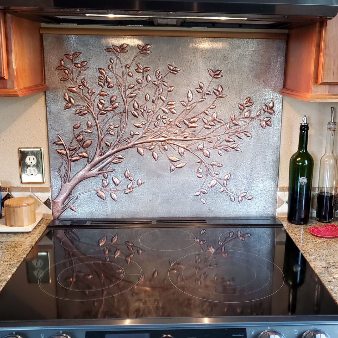 Tree Branches with Leaves Kitchen Backsplash Tile