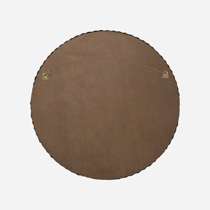 Copper Wall Mirror (Round, Flowers, Silver Color)