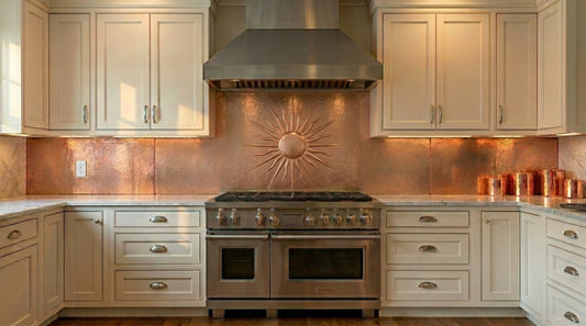 Copper Vent Hood Backsplash