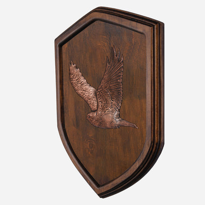 Copper Hawk on Wood Plaque