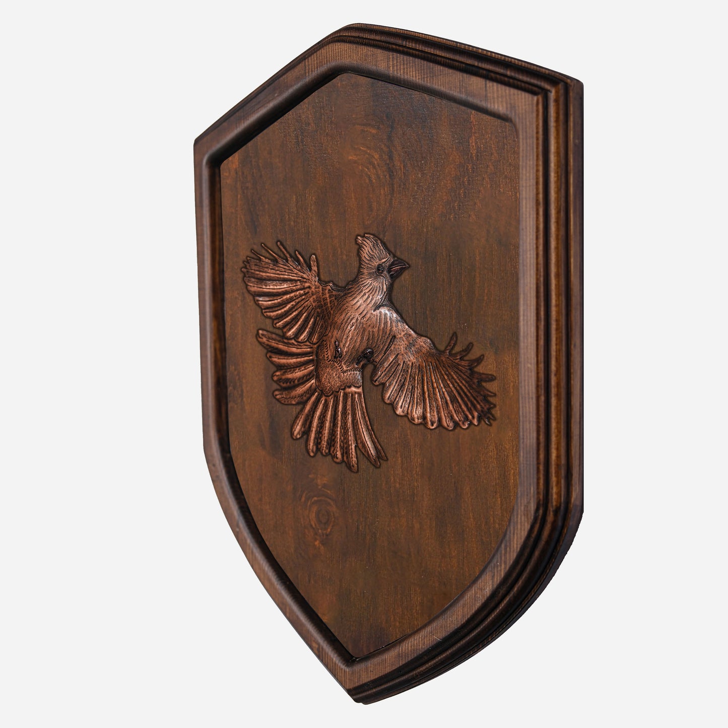Copper Cardinal on Wood Plaque