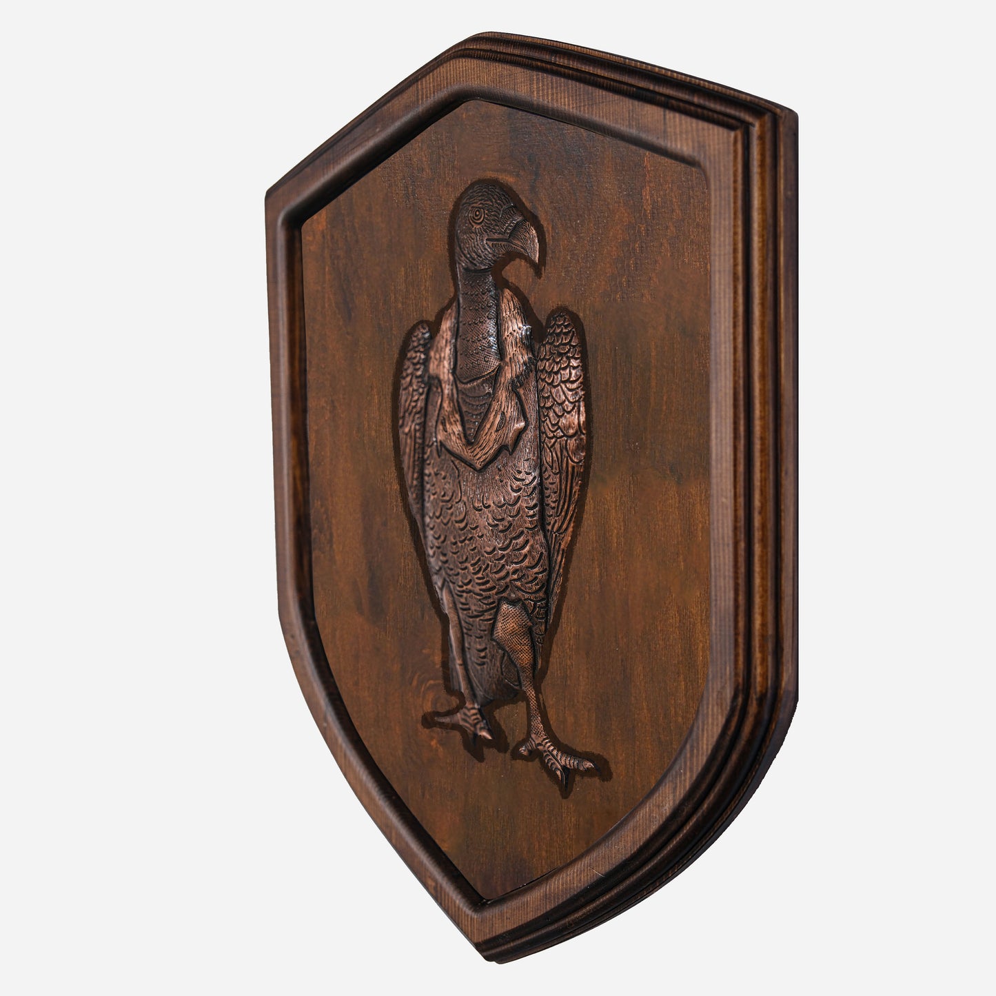 Copper Vulture on Wood Plaque