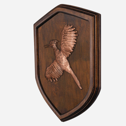 Copper Woodpecker on Wood Plaque