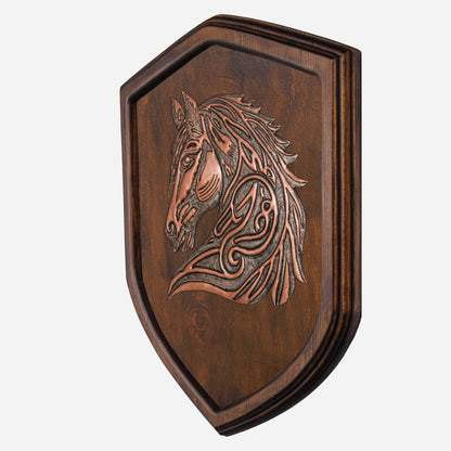 Copper Horse on Wood Plaque