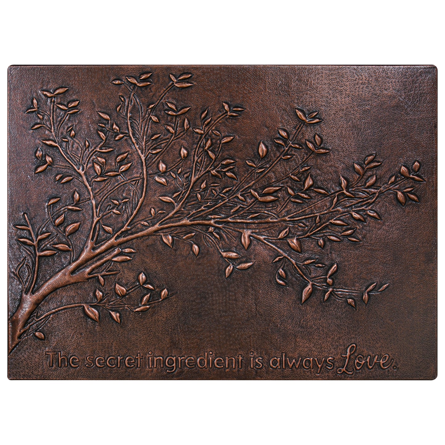 Rustic Tree Branches Brown Patina Copper Backsplash – Hand-Hammered Metal Wall Panel – Farmhouse Kitchen & Fireplace Accent