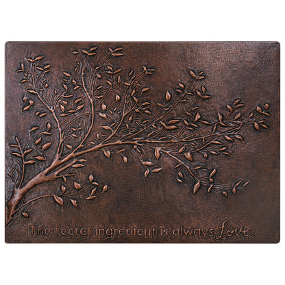 Rustic Tree Branches Brown Patina Copper Backsplash – Hand-Hammered Metal Wall Panel – Farmhouse Kitchen & Fireplace Accent