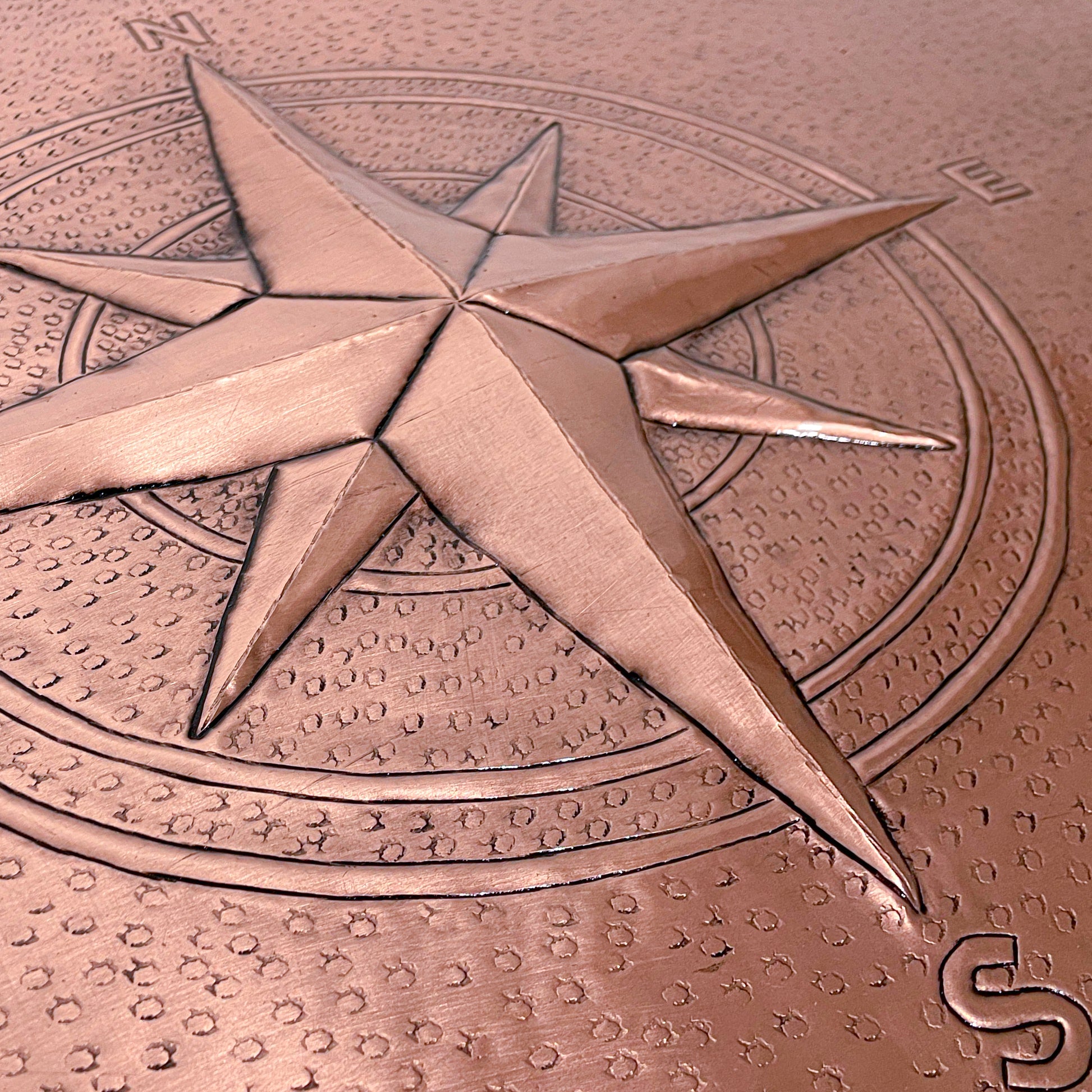 Coastal Kitchen Backsplash Tile - Copper Compass Rose - Natural Copper - Natuross