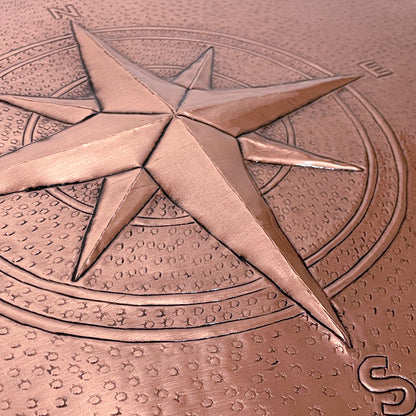 Coastal Kitchen Backsplash Tile - Copper Compass Rose - Natural Copper - Natuross