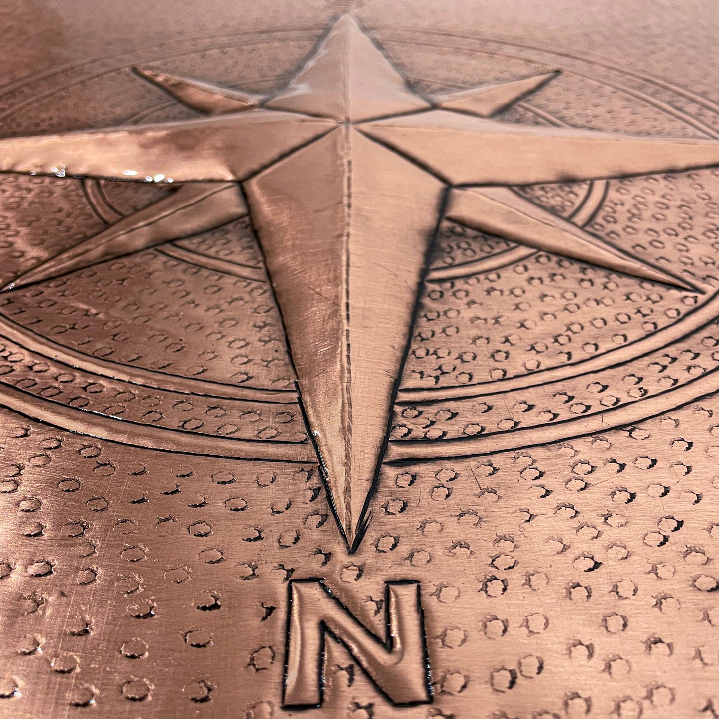 Coastal Kitchen Backsplash Tile - Copper Compass Rose - Natural Copper - Natuross