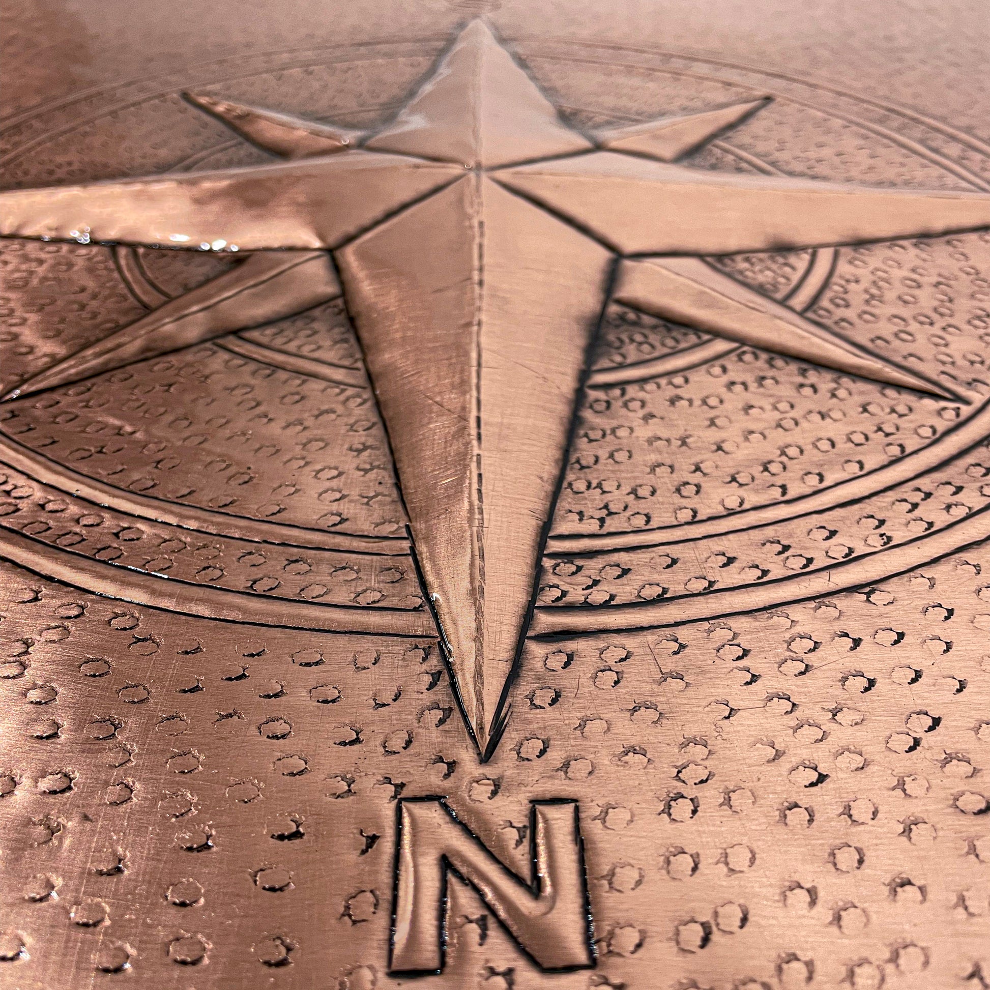 Coastal Kitchen Backsplash Tile - Copper Compass Rose - Natural Copper - Natuross