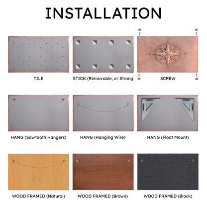 Coastal Kitchen Backsplash Tile - Copper Compass Rose - Natural Copper - Natuross